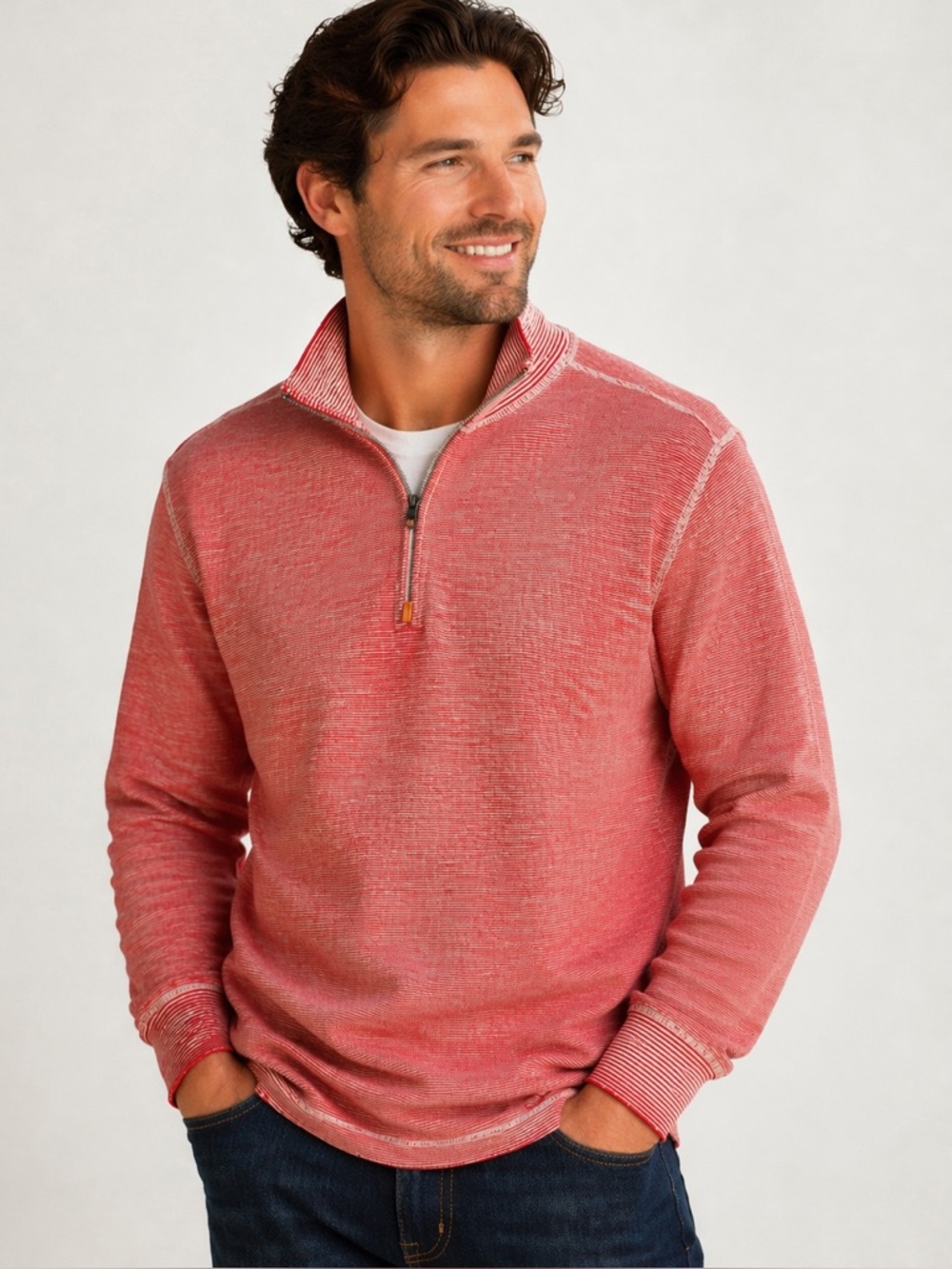Robert Graham Men’s 1/4 Zip Waffle Knit Cotton Pullover Thermal Sweater Sz S